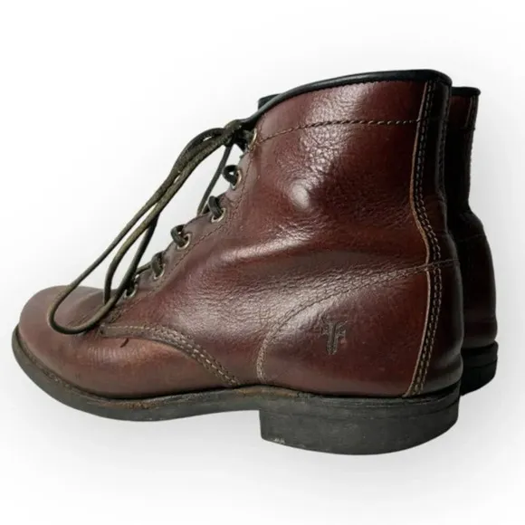 Frye Vintage Brown Leather 6 Hole Lace Up Boots 7