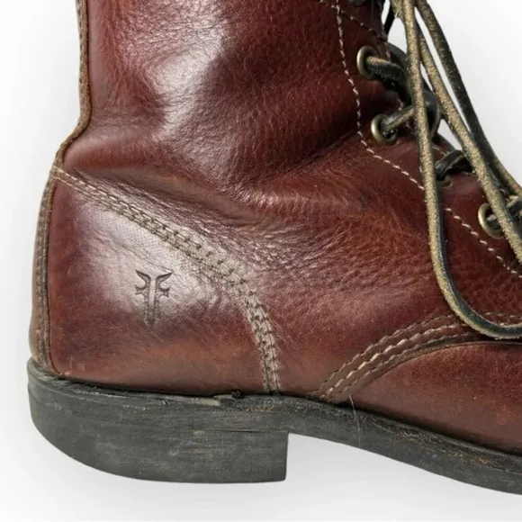 Frye Vintage Brown Leather 6 Hole Lace Up Boots 7