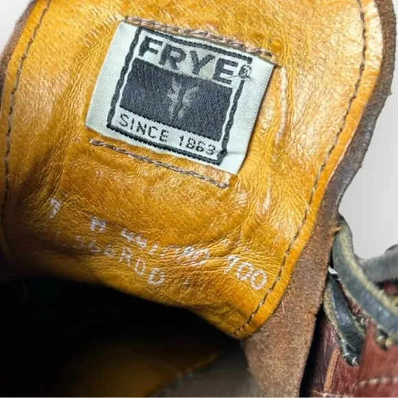 Frye Vintage Brown Leather 6 Hole Lace Up Boots 7