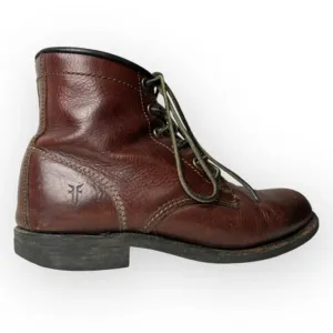 Frye Vintage Brown Leather 6 Hole Lace Up Boots 7