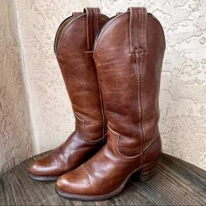 Frye Vintage Brown Leather Western Cowboy Boots