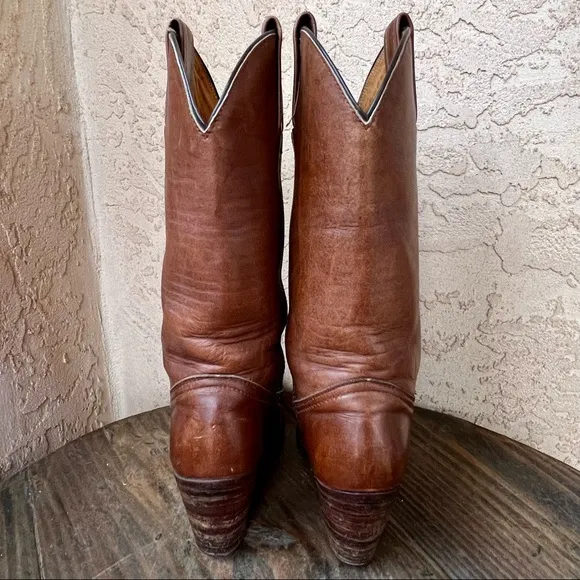 Frye Vintage Brown Leather Western Cowboy Boots