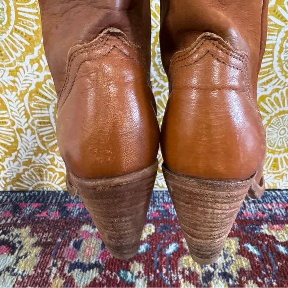 Frye Western Tan Leather Cowboy Boots