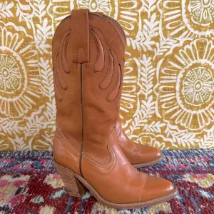 Frye Western Tan Leather Cowboy Boots