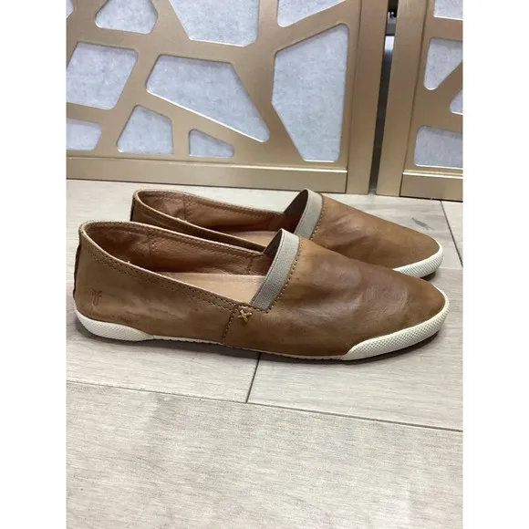 FRYE WOMEN Melanie Slip On LOAFERS FLATS SHOES COGNAC 7.5 M leather