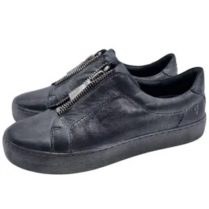 Frye Womens Shoes Lena Leather Sneakers Sz 8 Gray Silver Metallic Low Top Zip