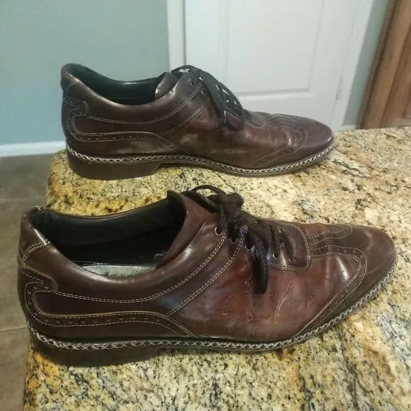 Galizio Torresi Sport Italian Mens 44 / US 10 Leather Brown Dress Shoes Wingtip