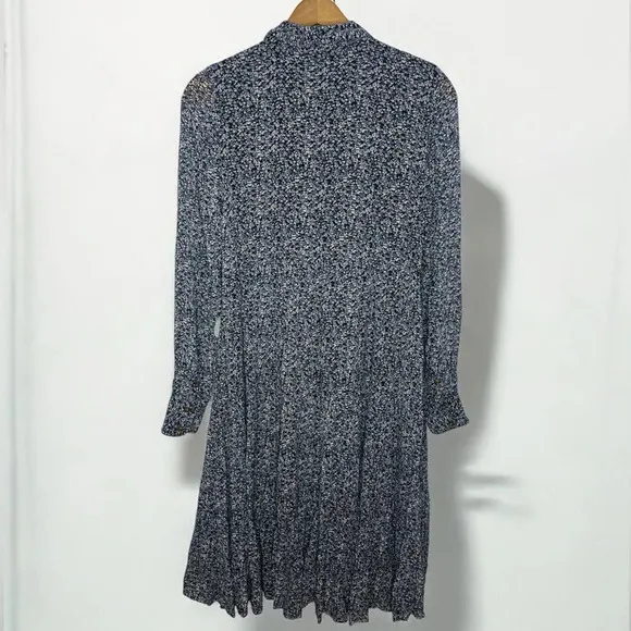 GANNI Georgette Viscose Micro Floral Print  Tiered Long Sleeve Boho Midi Dress