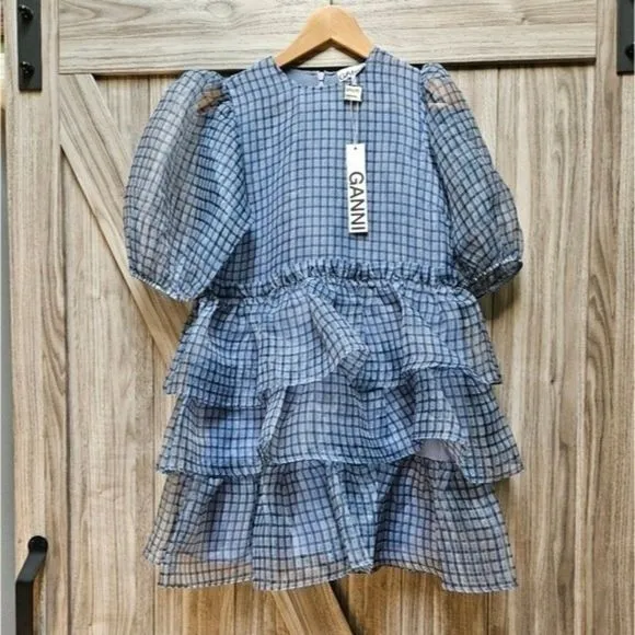 GANNI Organza Boho Mini Dress