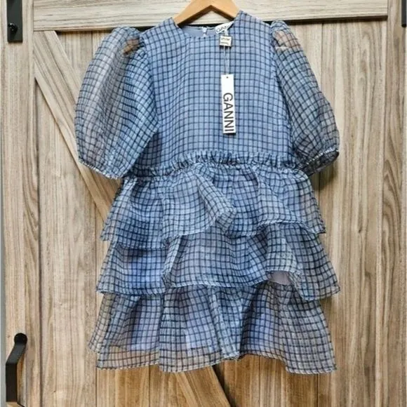GANNI Organza Boho Mini Dress