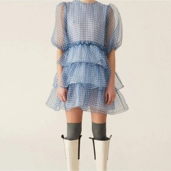 GANNI Organza Boho Mini Dress