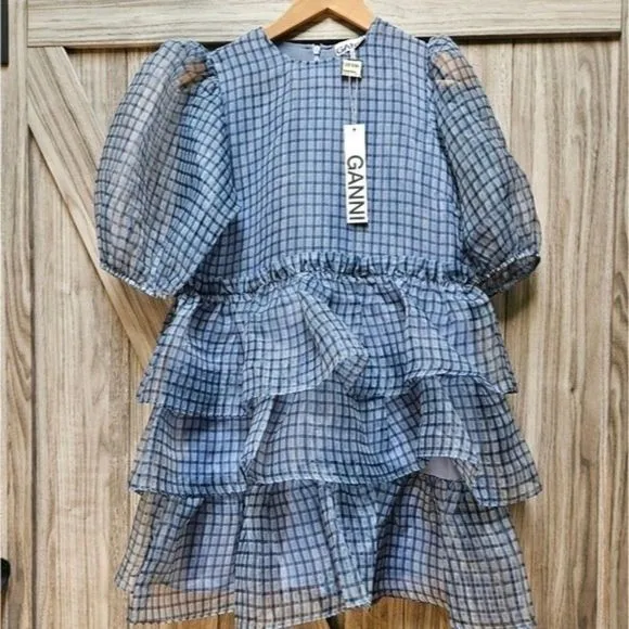 GANNI Organza Boho Mini Dress