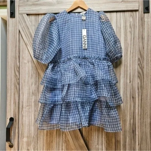 GANNI Organza Boho Mini Dress