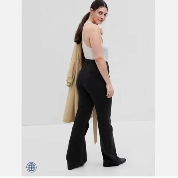 GAP High-Rise '70s Flare BOHO Black Jeans Size 14/32 TALL MSRP $90 sz 14T
