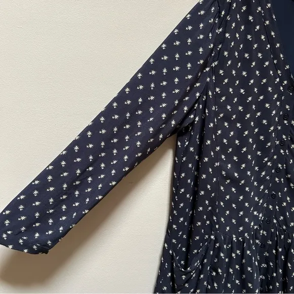 Garnet Hill ~new ~ Boho Blue Floral Dropwaist Button-Up Shirtdress in size 18