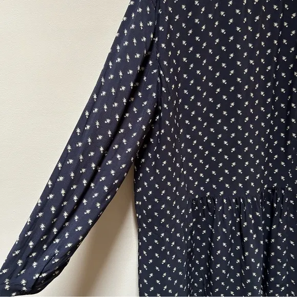 Garnet Hill ~new ~ Boho Blue Floral Dropwaist Button-Up Shirtdress in size 18