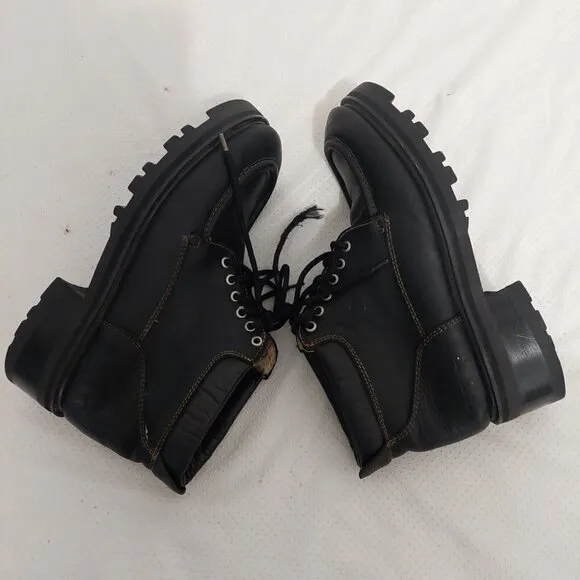 GBX Mens Sz 10M Black Leather Laced Chunky Platform Goth Punk Grunge Boots RARE!