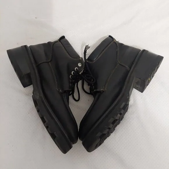 GBX Mens Sz 10M Black Leather Laced Chunky Platform Goth Punk Grunge Boots RARE!