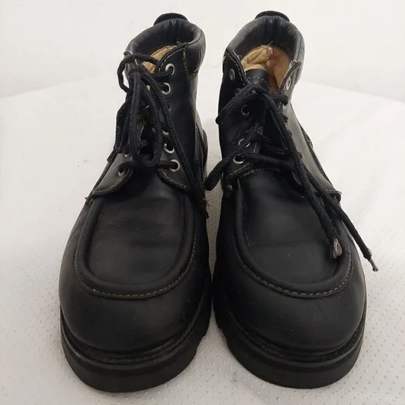 GBX Mens Sz 10M Black Leather Laced Chunky Platform Goth Punk Grunge Boots RARE!