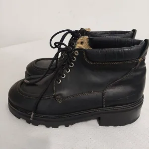 GBX Mens Sz 10M Black Leather Laced Chunky Platform Goth Punk Grunge Boots RARE!