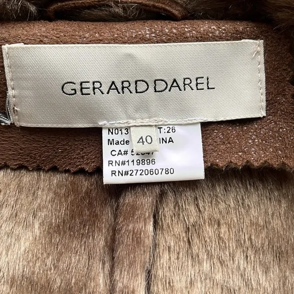 Gerard Darel Women’s Boho Glam Faux Fur Suede Vest Brown 8 M