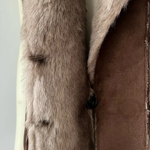 Gerard Darel Women’s Boho Glam Faux Fur Suede Vest Brown 8 M