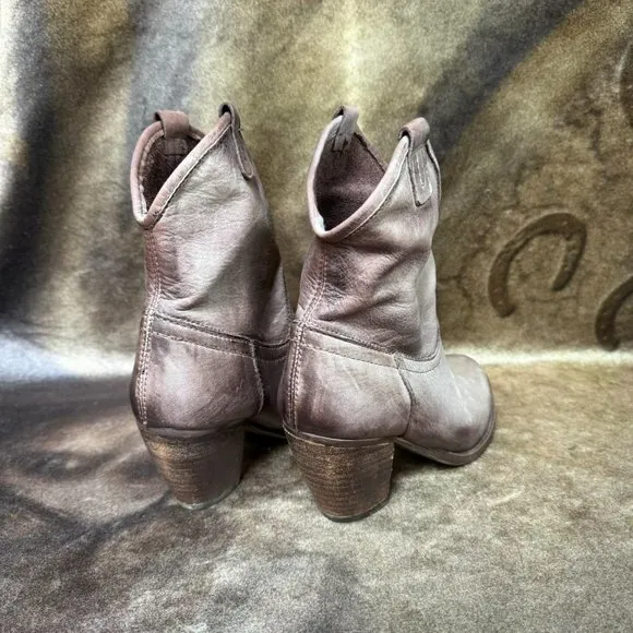 Geste western boho faded taupe leather cowgirl slouch boots sz 36