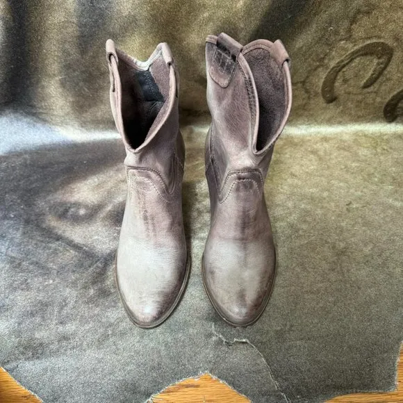 Geste western boho faded taupe leather cowgirl slouch boots sz 36
