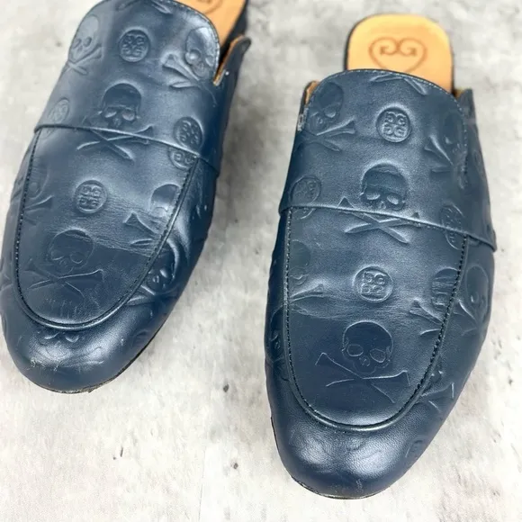 G/FORE Navy Skull &amp; Ts Mule Street Shoes Size 8.5