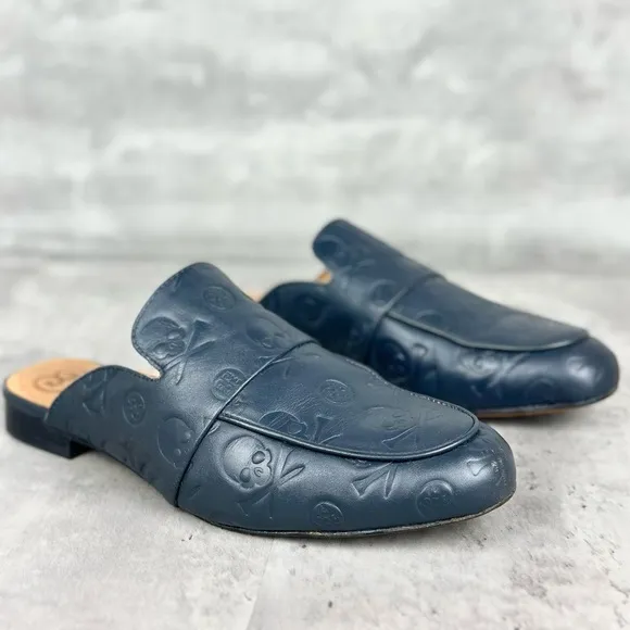 G/FORE Navy Skull &amp; Ts Mule Street Shoes Size 8.5