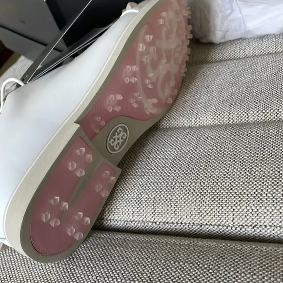 G/FORE White Leather Shoes with Stud Accents