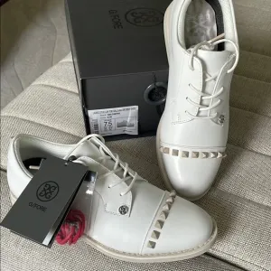 G/FORE White Leather Shoes with Stud Accents