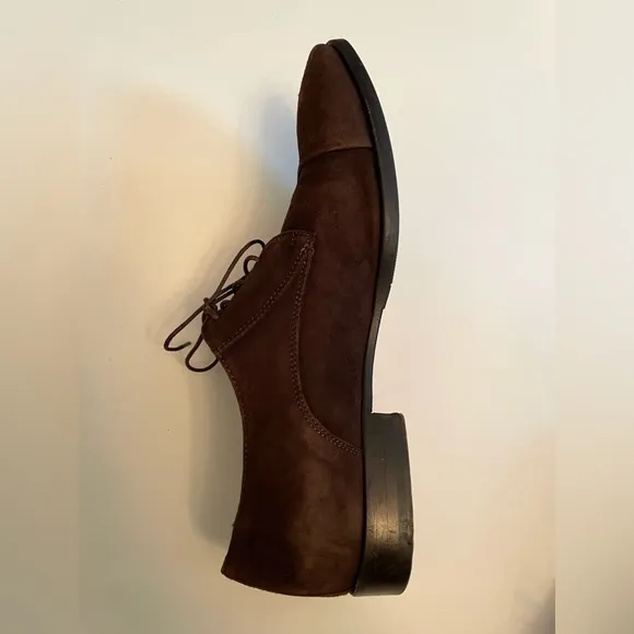 Giampiero Nicola Shoes Oxford Dress Brown Suede Italian Men's Size 40 EU 7 US