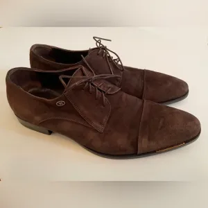 Giampiero Nicola Shoes Oxford Dress Brown Suede Italian Men's Size 40 EU 7 US