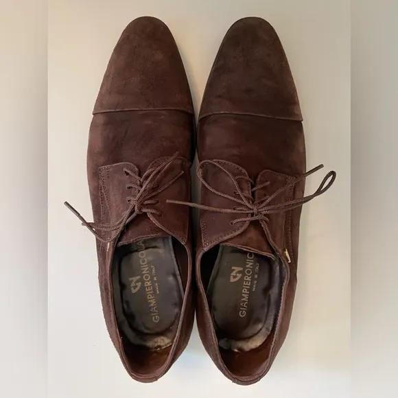 Giampiero Nicola Shoes Oxford Dress Brown Suede Italian Men's Size 40 EU 7 US