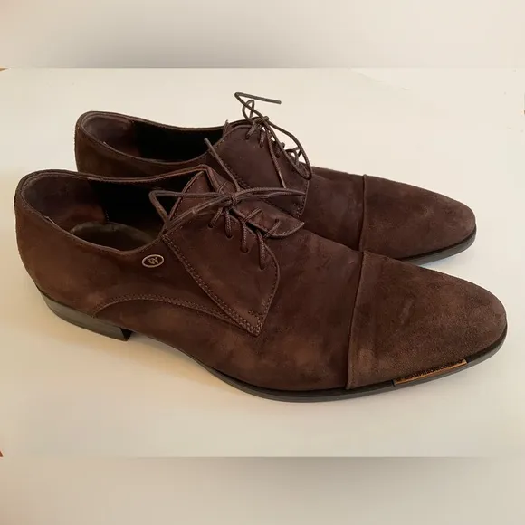 Giampiero Nicola Shoes Oxford Dress Brown Suede Italian Men's Size 40 EU 7 US
