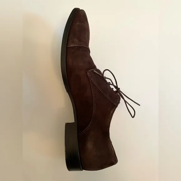 Giampiero Nicola Shoes Oxford Dress Brown Suede Italian Men's Size 40 EU 7 US