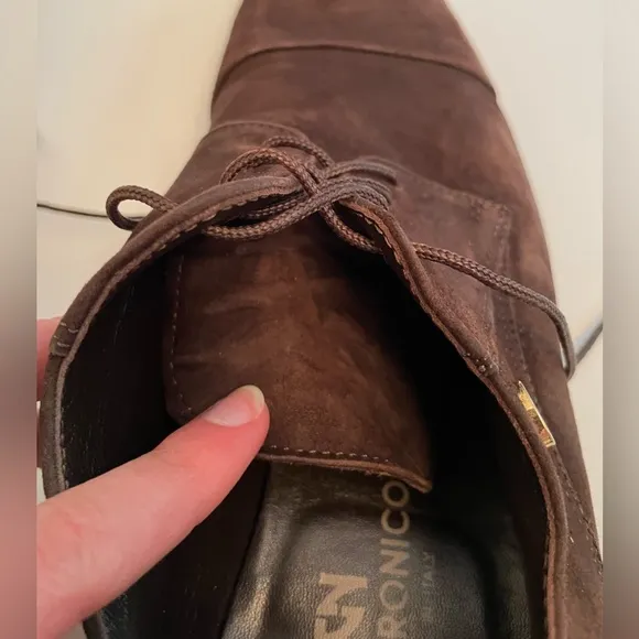 Giampiero Nicola Shoes Oxford Dress Brown Suede Italian Men's Size 40 EU 7 US