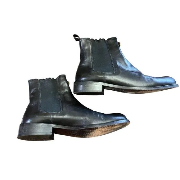 Gianni Versace Vintage Black Leather Scarpa Donna In Vitello Ankle Boots Size 38