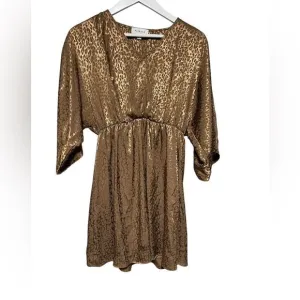 Gilli Bronze Animal Print Slip On Dress Small
