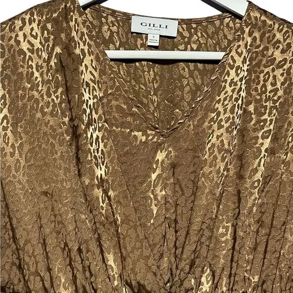 Gilli Bronze Animal Print Slip On Dress Small