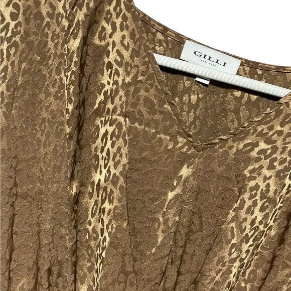 Gilli Bronze Animal Print Slip On Dress Small