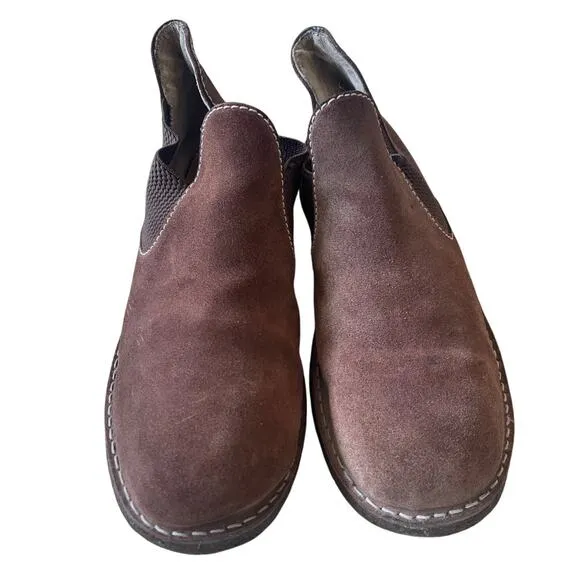 Giraudon Womens 12 Suede Blundstone Slip On Shoes Chunky Lug Sole Boots Brown