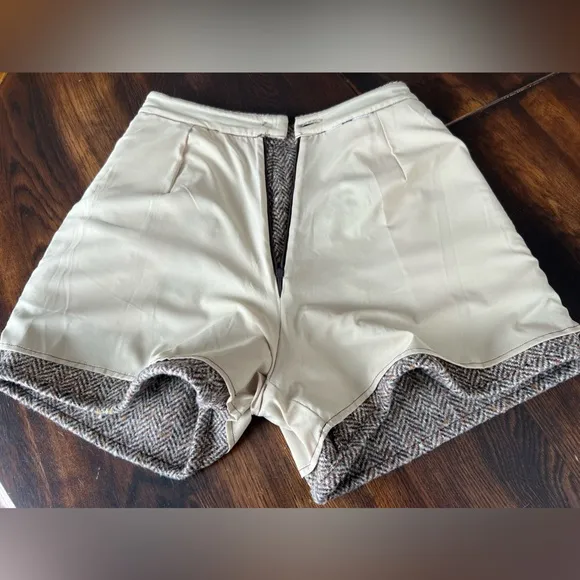 Girl Of The Earth Amsterdam Shorts Women’s S Wool Vintage Brown Houndstooth NYC