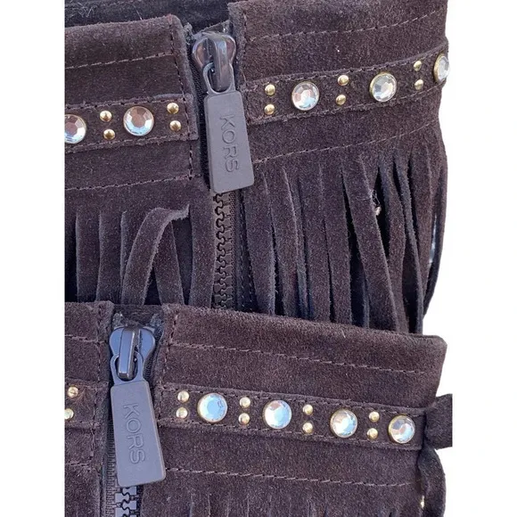 Girls Leather Michael Michael Kors Accents US 4 Brown Ankle Boots Side Boho Fall