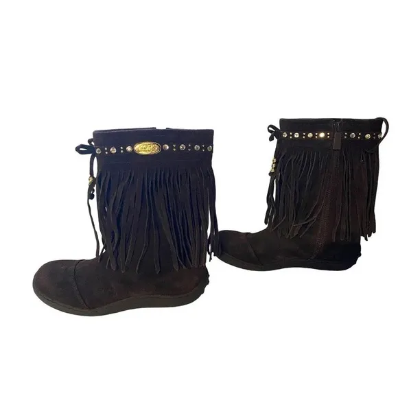 Girls Leather Michael Michael Kors Accents US 4 Brown Ankle Boots Side Boho Fall