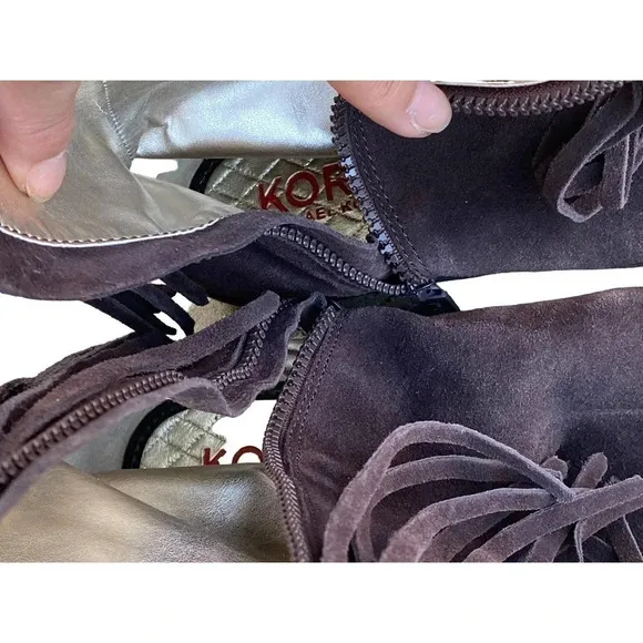 Girls Leather Michael Michael Kors Accents US 4 Brown Ankle Boots Side Boho Fall