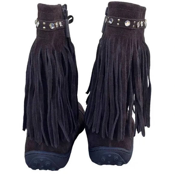 Girls Leather Michael Michael Kors Accents US 4 Brown Ankle Boots Side Boho Fall