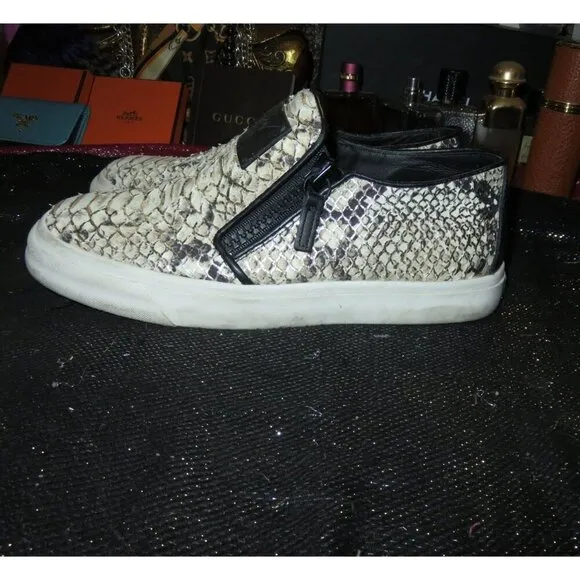 Giuseppe Zanotti Python Embossed Italian Leather Devon Skate Shoes Sneakers 38 o