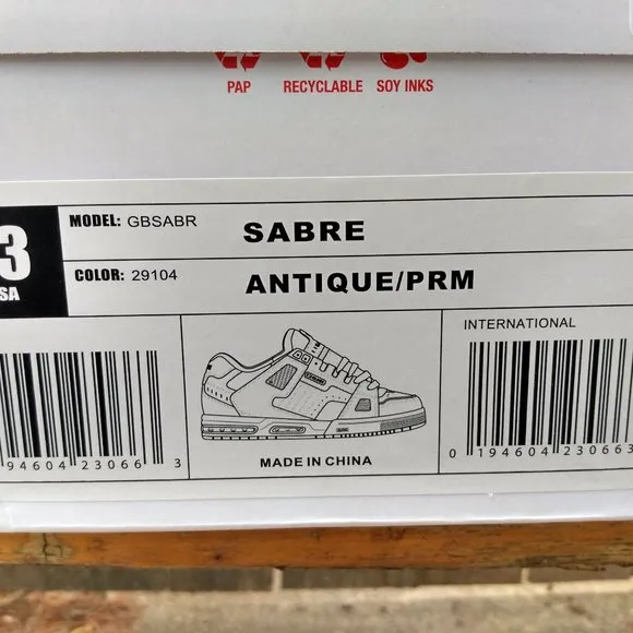 Globe Skateboard Shoes Sabre Antique/PRM Men Size 13 Model GBSBR 29104